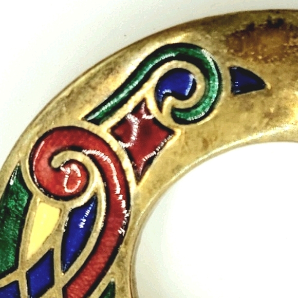 60's Copper Enamel Guilloche Brooch - Picture 2 of 14